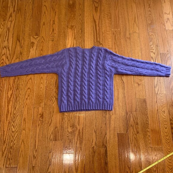 Brooks Brothers Cable Knit Shetland Wool Vintage Sweater Size Medium Purple - Picture 3 of 16